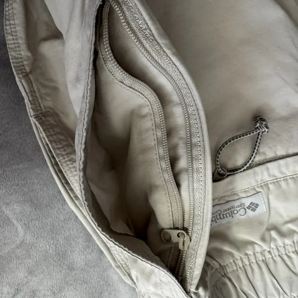 Columbia Cargo Shorts Mens L Beige Nylon Cotton Hiking Outdoor Utility 10 Inseam